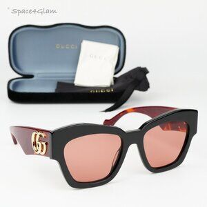 BRAND NEW Gucci GG1422S 005 Black Havana Rust Square Women Sunglasses GG 1422S